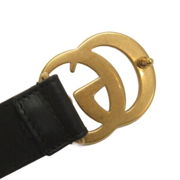 Gucci Double GG Marmont Belt Eyelet 5 Holes Leather Black - Picture 3 of 6